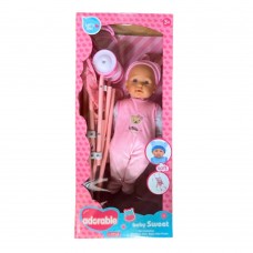 16" DOLL WITH STROLLER PINK