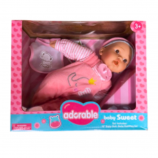 16" DOLL W/ BIB, SOOTHER AND BOTTLE PINK