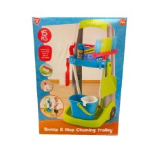 SWEEP & MOP CLEANING TROLLEY - 15 PCS