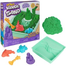 Kinetic Sand, Sandbox Set with 1lb Green Play Sand, 4 Tools & Molds Kinetic Sand, Sandbox Set with 1lb Green Play Sand, 4 Tools & Molds